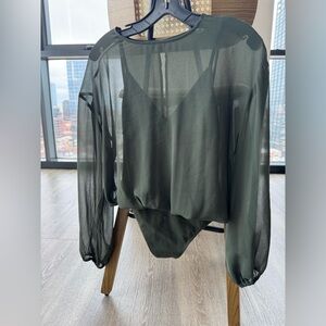 Wilfred Green Sheer Long Sleeve Bodysuit